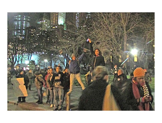 The crowd at Foley Square was from all walks of life and all ages, including high school students.