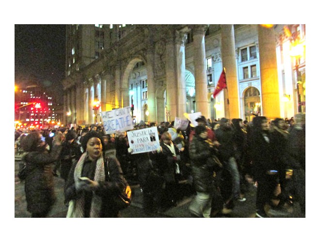 Outside government offices at Foley Square.