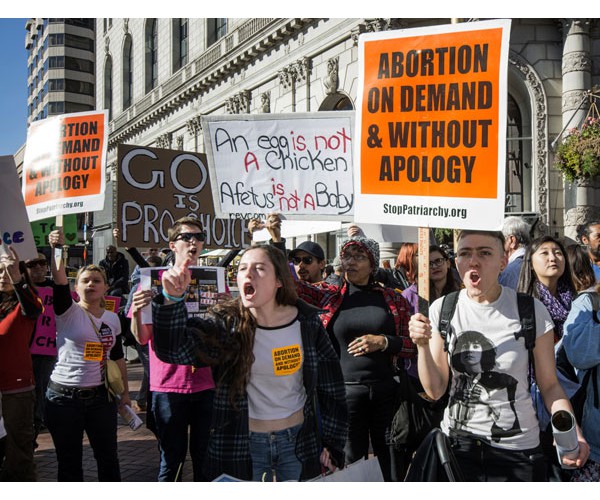 San Francisco, California, January 24, 2015: Spirited Counter-Protest Against Woman-Hating 'Walk for Life'