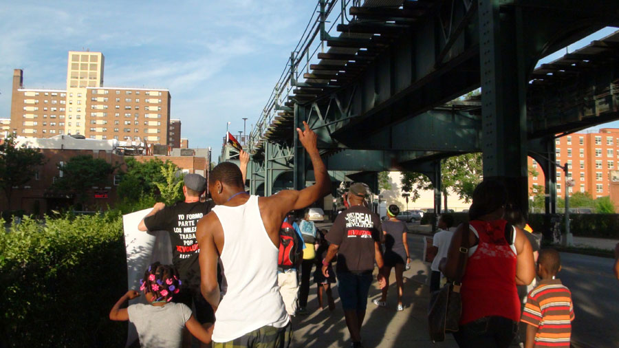 Marching with people