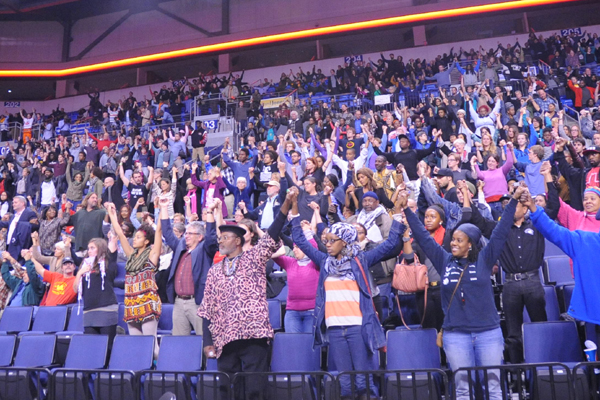 Saint Louis University arena with Cornel West