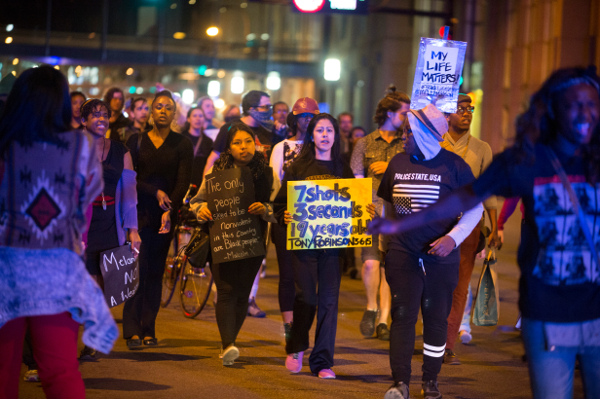 Protest in downtown Minneapolis, May 13.