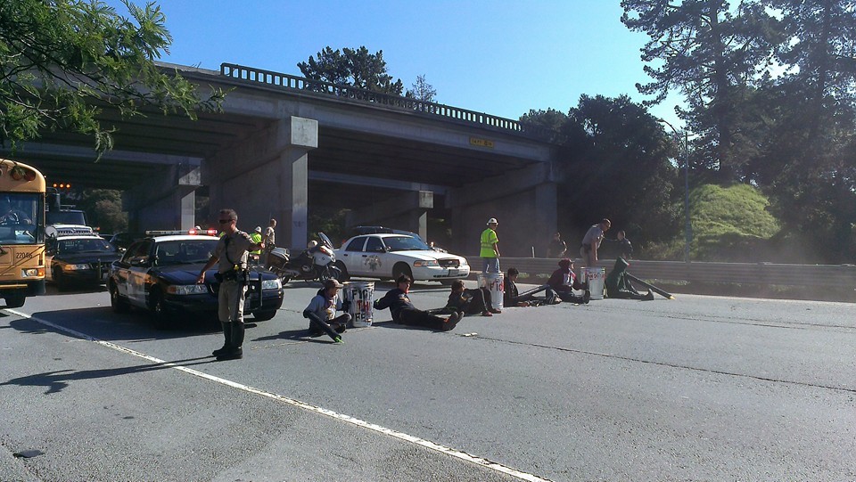 Shutting down the highway in Santa Cruz