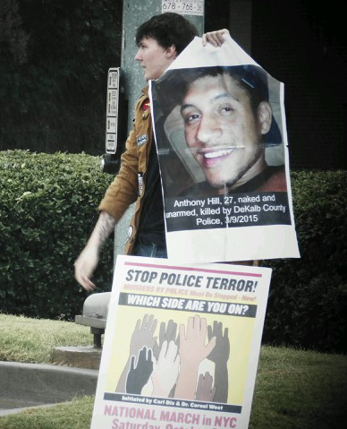 Protesting the Beat the Badge 5K run