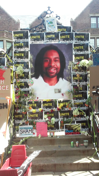 Memorial for Philando Castile at encampment at front gate of the governor’s mansion