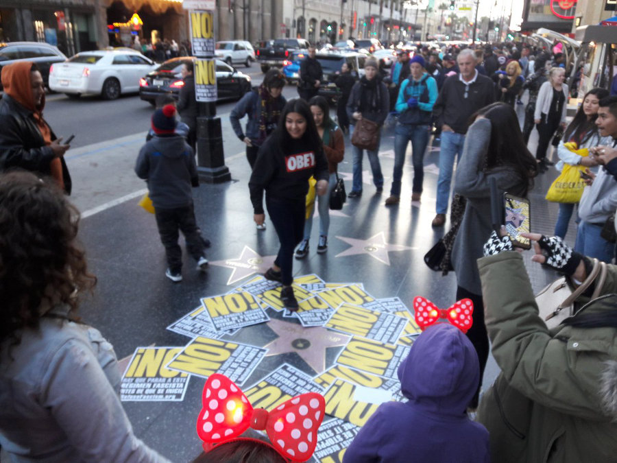 At the Trump star on Hollywood Blvd., Los Angeles, December 25