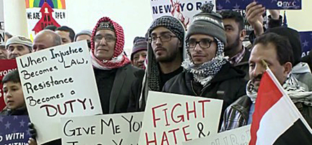 One hundred people rallied in Lackawanna, a town in western New York that is one-third first, second and third generation Yemeni-Americans, March 6.