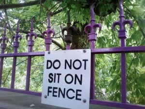 sign on fence