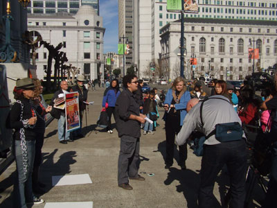 Stop Patriarchy Bay Area January 22, 2013, Press Conference to call people into the streets to counter the 'Walk for Life' (Walk for Forced Motherhood)