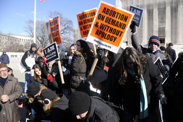 Stop Patriarchy at Supreme Court, January 22, 2013, 40th anniversary of Roe v Wade . Photo: Li Onesto/Revolution