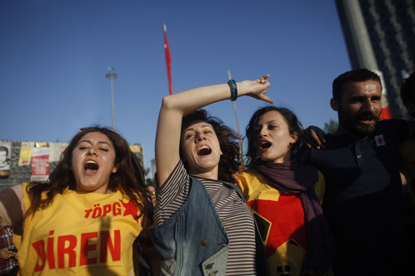 Part of  a protest   at Taksim Square in Istanbul, Monday, June 3, 2013