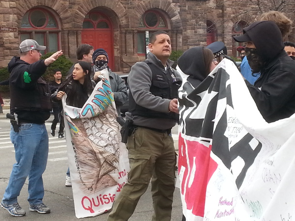 Cops block people from the consulate