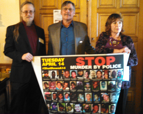 Rev Roger Mohr of the First Unitarian-Universalist Church of Detroit, Tony Liuzzo. and Mary Liuzzo Lileboe.