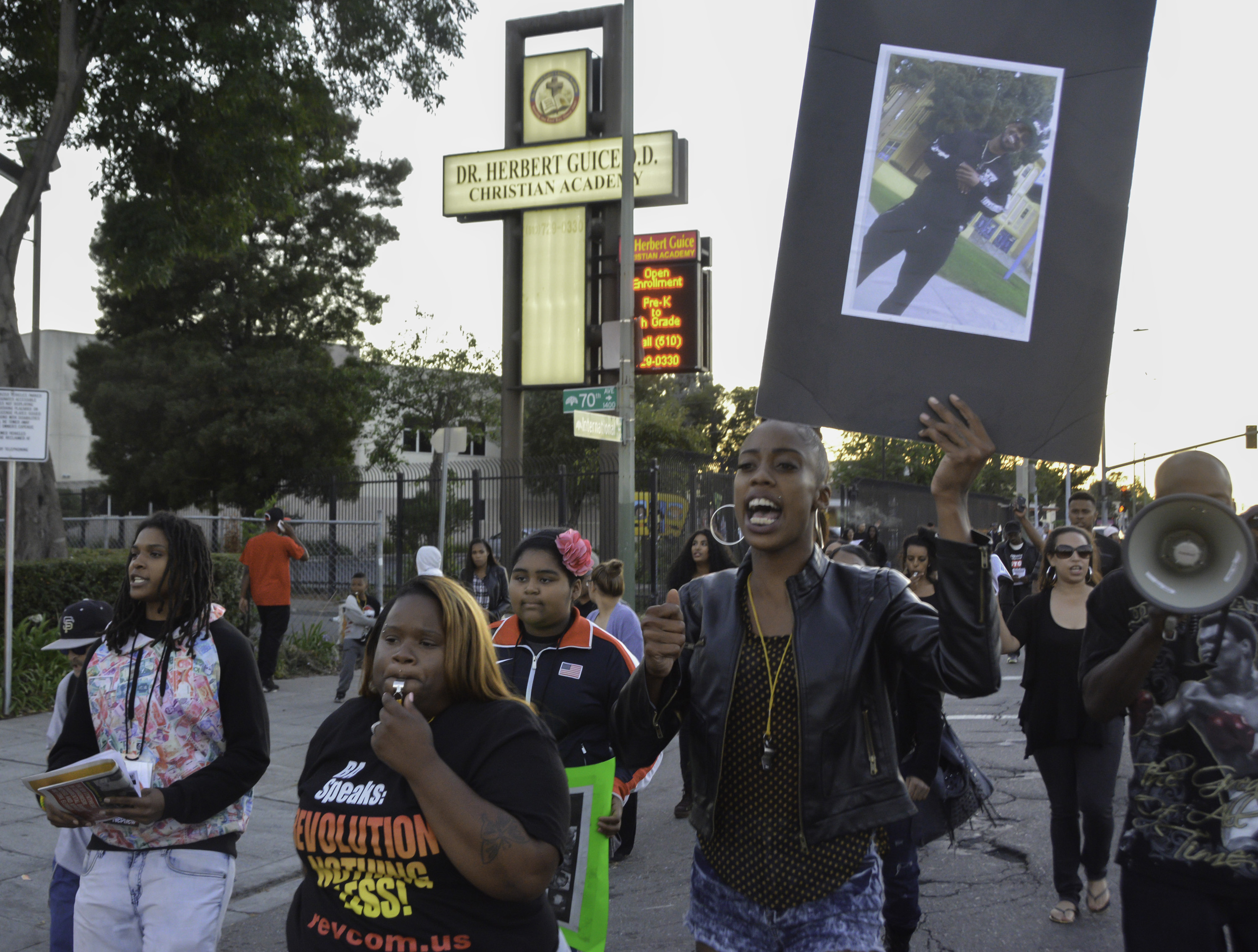 Marching down International Blvd.