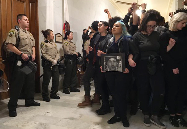 Protesters at San Francisco City Hall