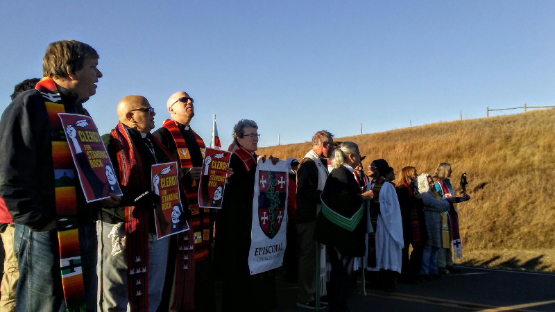 November 3: 300 clergy and lay people from all over the country this morning, answering a call that was put out for the religious community to come to Standing Rock for an action to stand in solidarity with the Native people. 