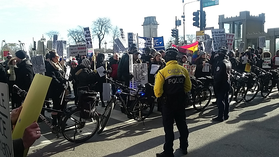 Chicago, December 30--protest against Pence