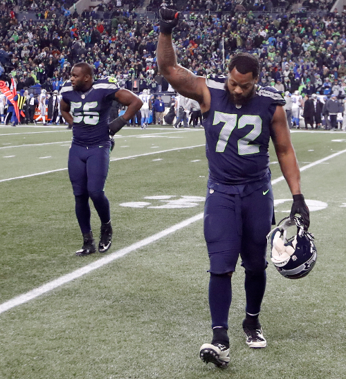 Michael Bennett (72) during a game against the Detroit Lions, January 7, 2017, in Seattle.