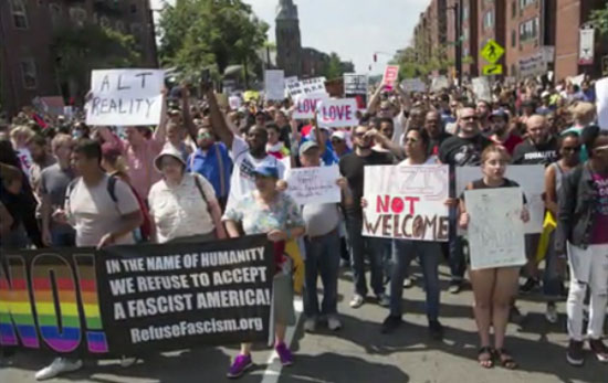 Refuse Fascism at the massive Boston march.