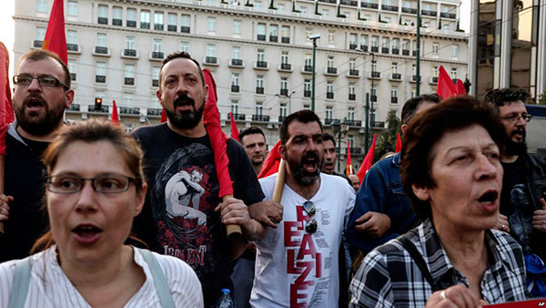 Protest in Athens, Greece against US attack on Syria