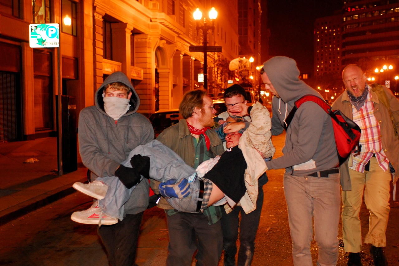 Scott Olsen, seriously injured by police projectile, Oakland, October 25, 2011 photo: Jay Finneburgh