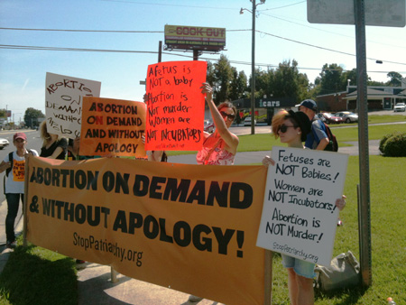 'End Pornography and Patriarchy: The Enslavement and Degradation of Women' confront the anti-abortion fanatics in Charlotte, North Carolina