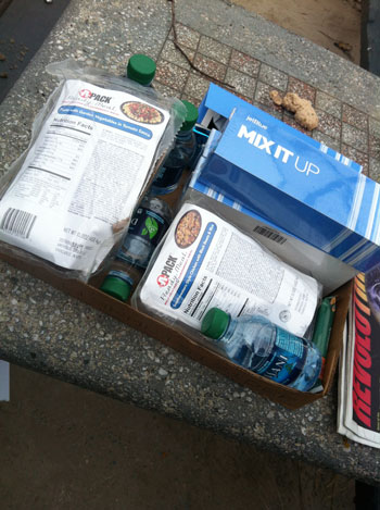 Food snacks issued to hungry people a Coney Island, Brooklyn, in wake of Hurricane Sandy