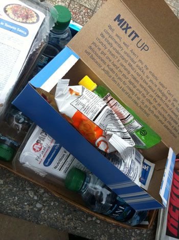 Food snacks issued to hungry people a Coney Island, Brooklyn, in wake of Hurricane Sandy