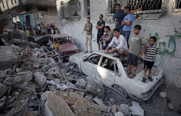 El 11 de julio de 2014, un misil israelí mató a cinco miembros de la familia Ghannam en este campo de refugiados. 