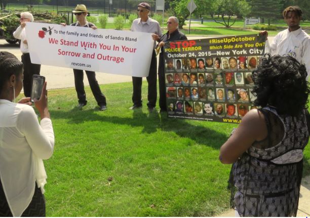 Outside the church where Sandra Bland's funeral was held