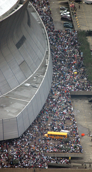 People herded into a virtual concentration camp at the Superdome.