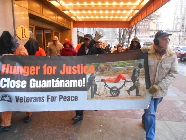 Cleveland, January 12—people marched in the freezing cold through downtown, chanting 