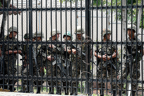 Honduran troops inside the presidential palace during the arrest of the president during the 2009 coup. 