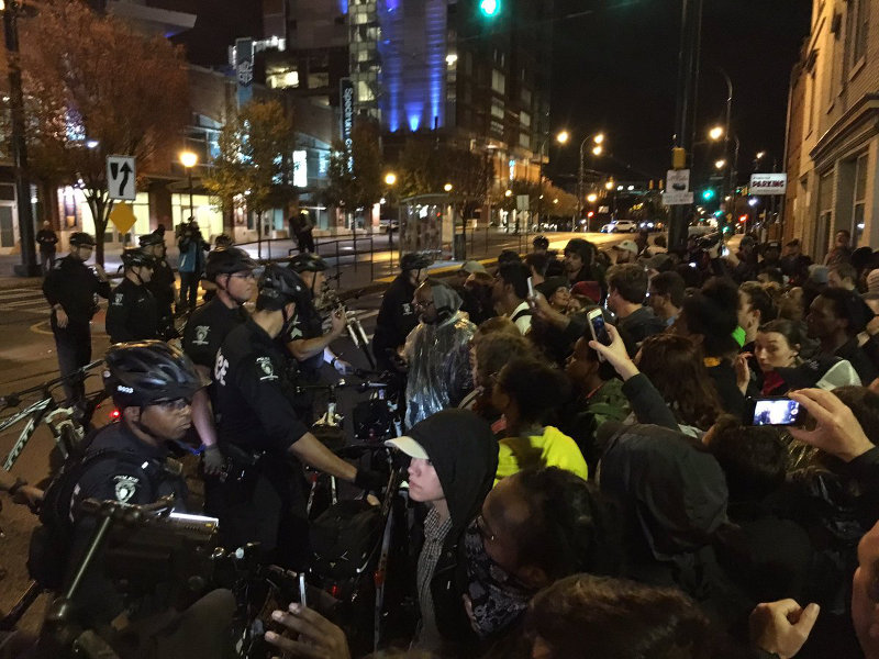 Charlotte, November 30, protesters gather outside police headquartetrs