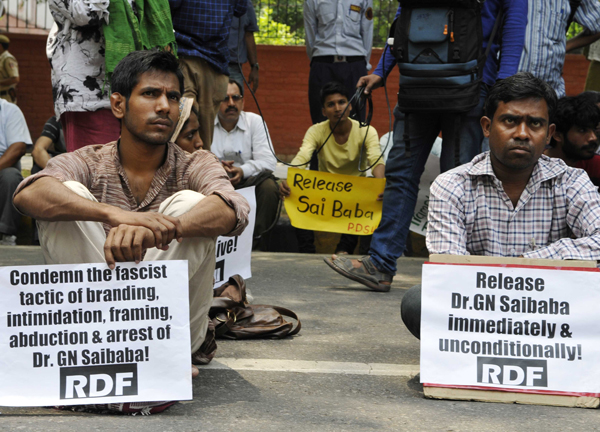 Protest against the arrest of G.N. Saibaba