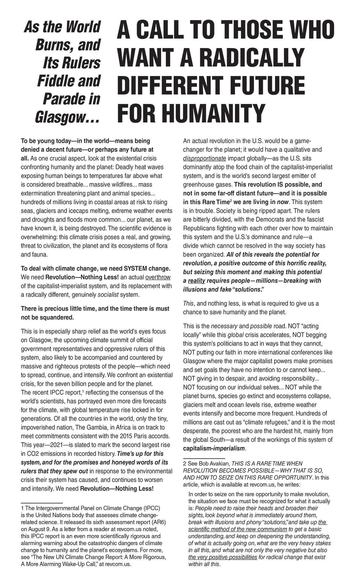 Glasgow climate conference leaflet