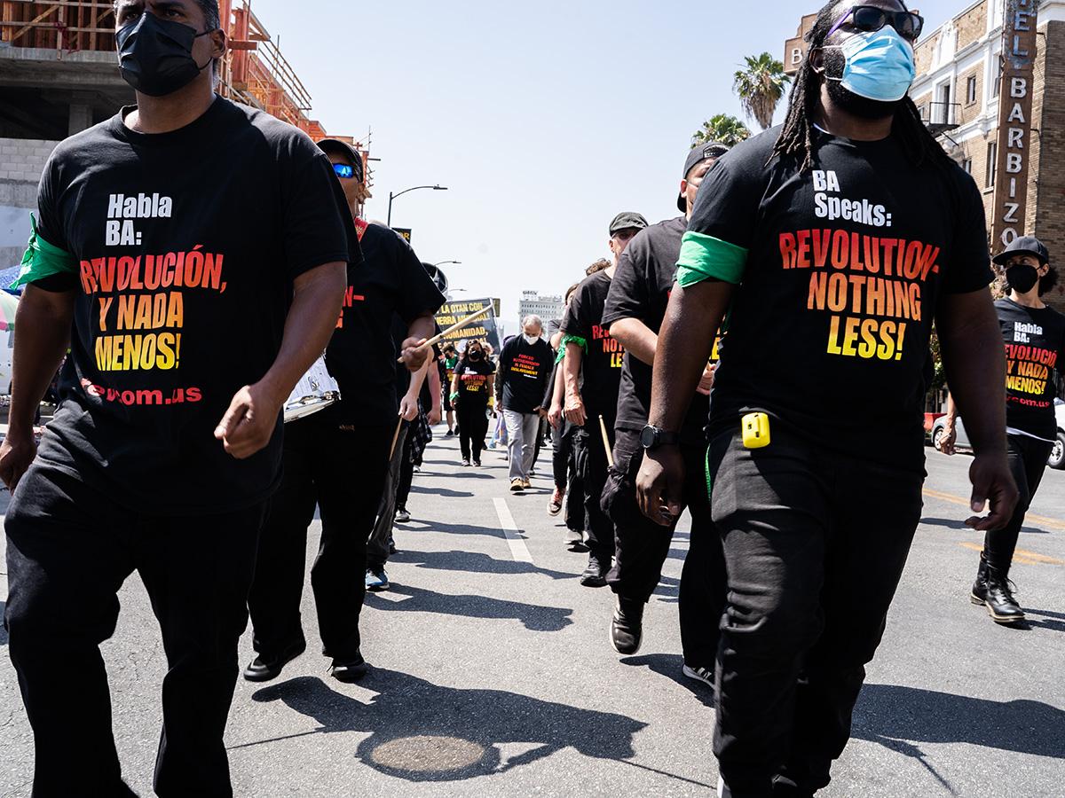 Los Angeles May Day, RevComs marching.