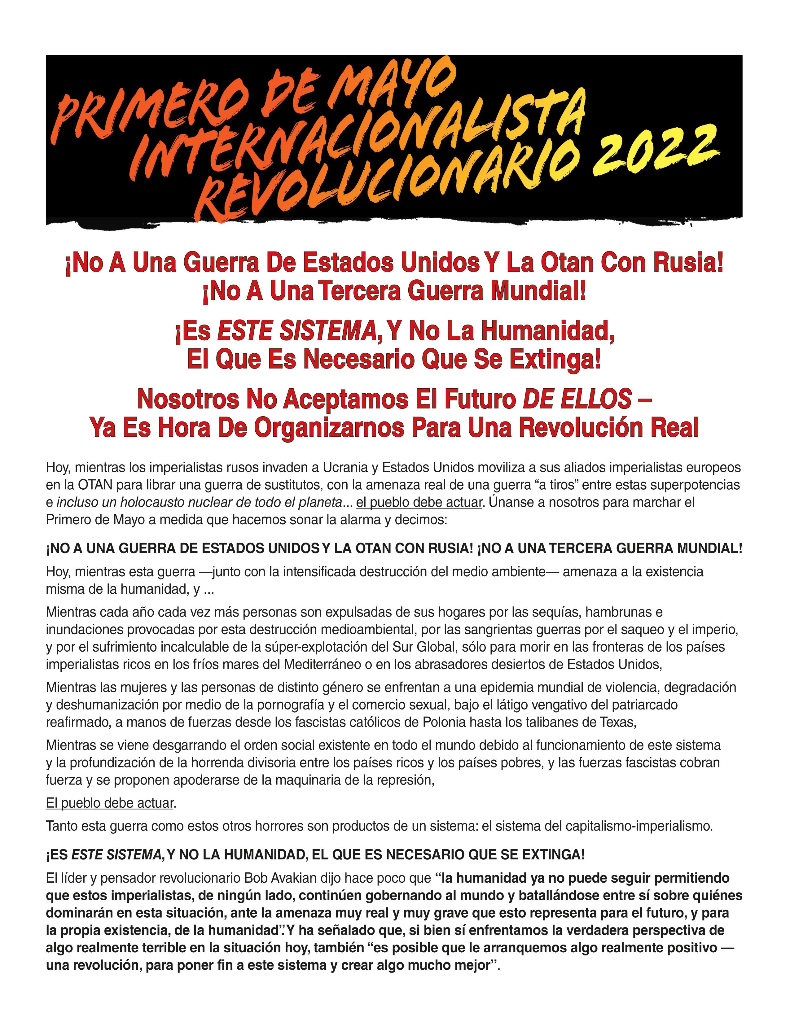Grupo del Manifiesto Comunista Revolucionario Primero de Mayo 2022