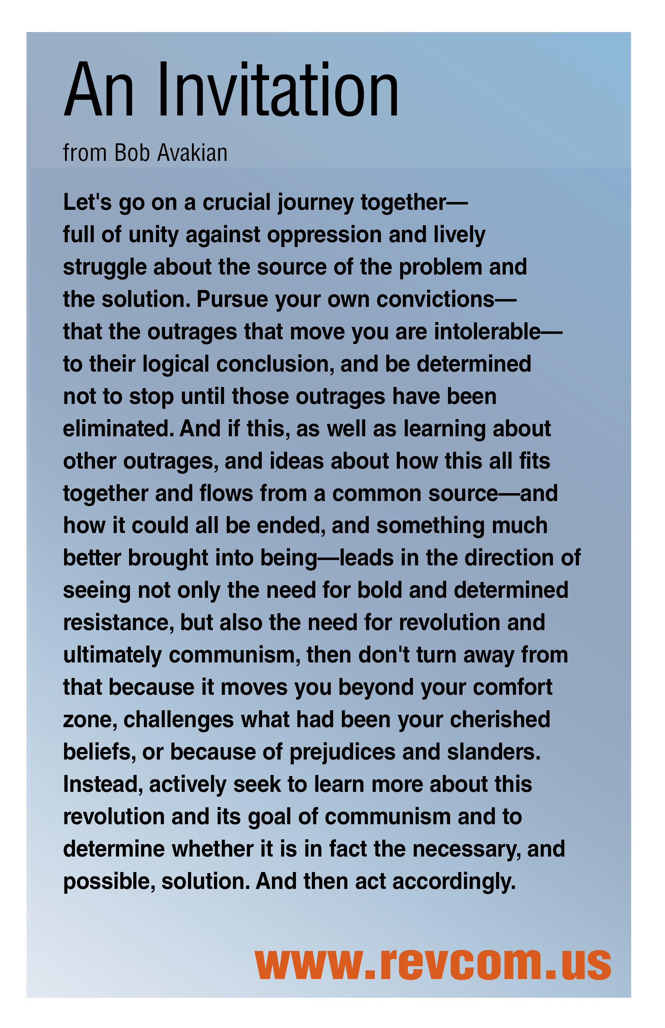 An Invitation from Bob Avakian