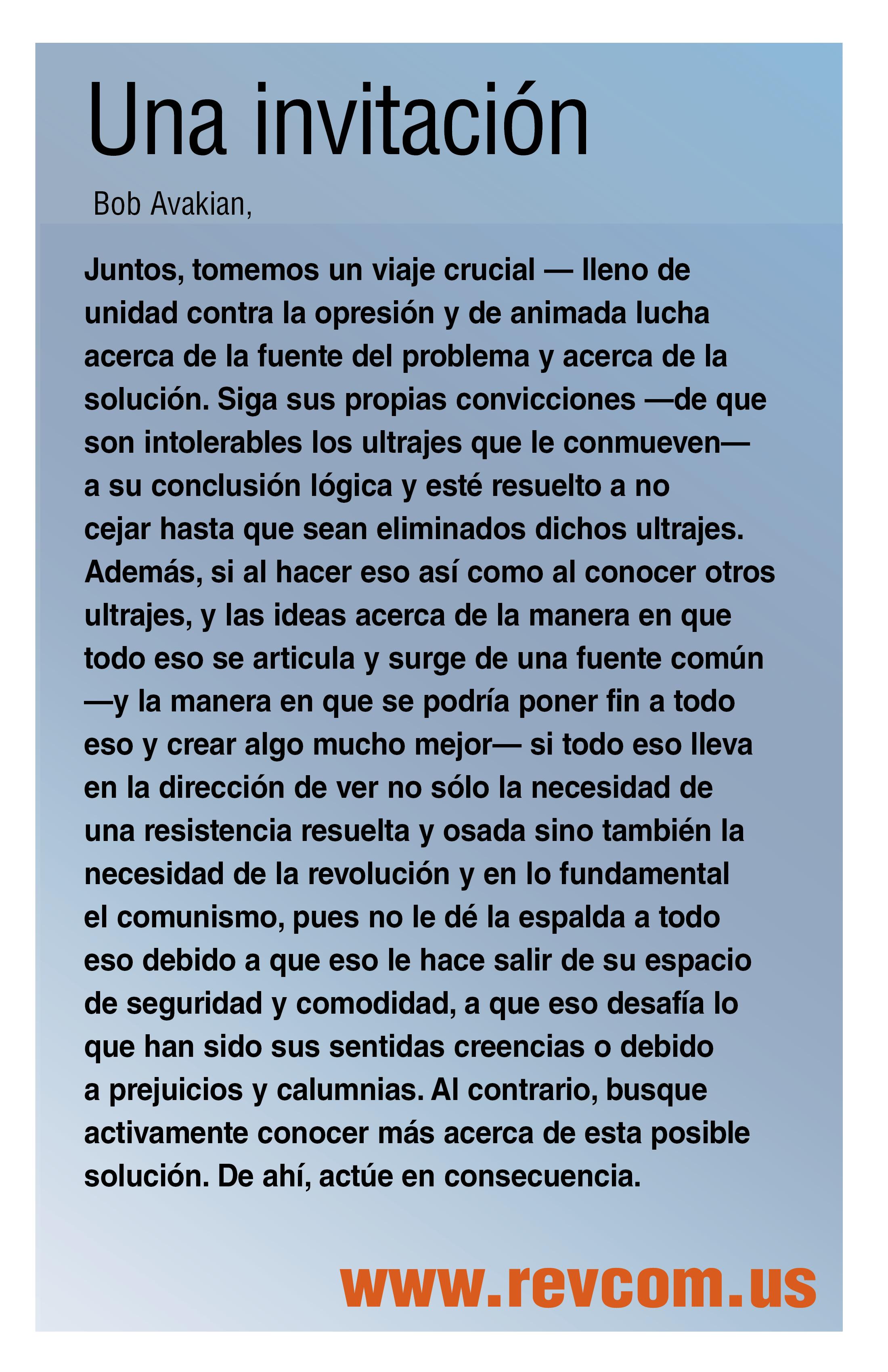 Bob Avakian Una invitacion