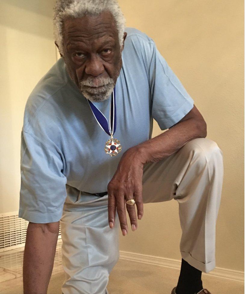 Bill Russell taking a knee