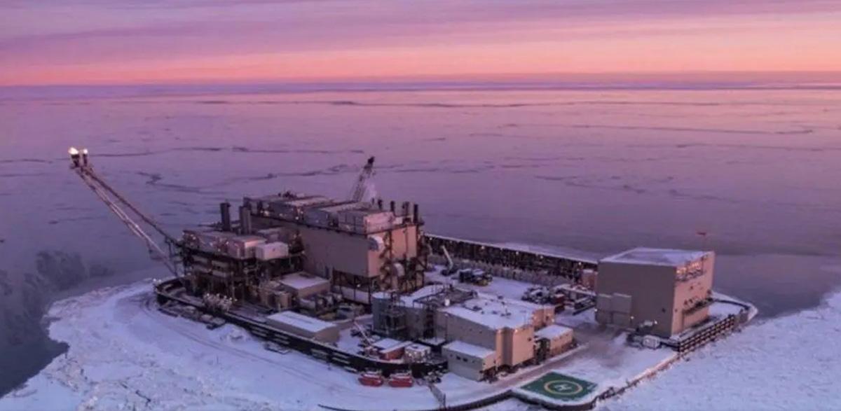 Oil drilling platform in Alaska