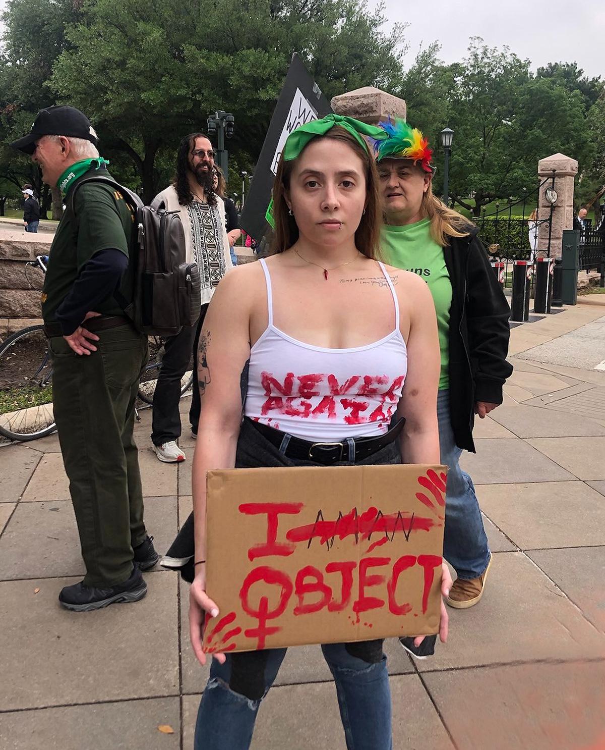 Austin, Texas woman protests judge's ruling on Mifepristone, April 8, 2023.