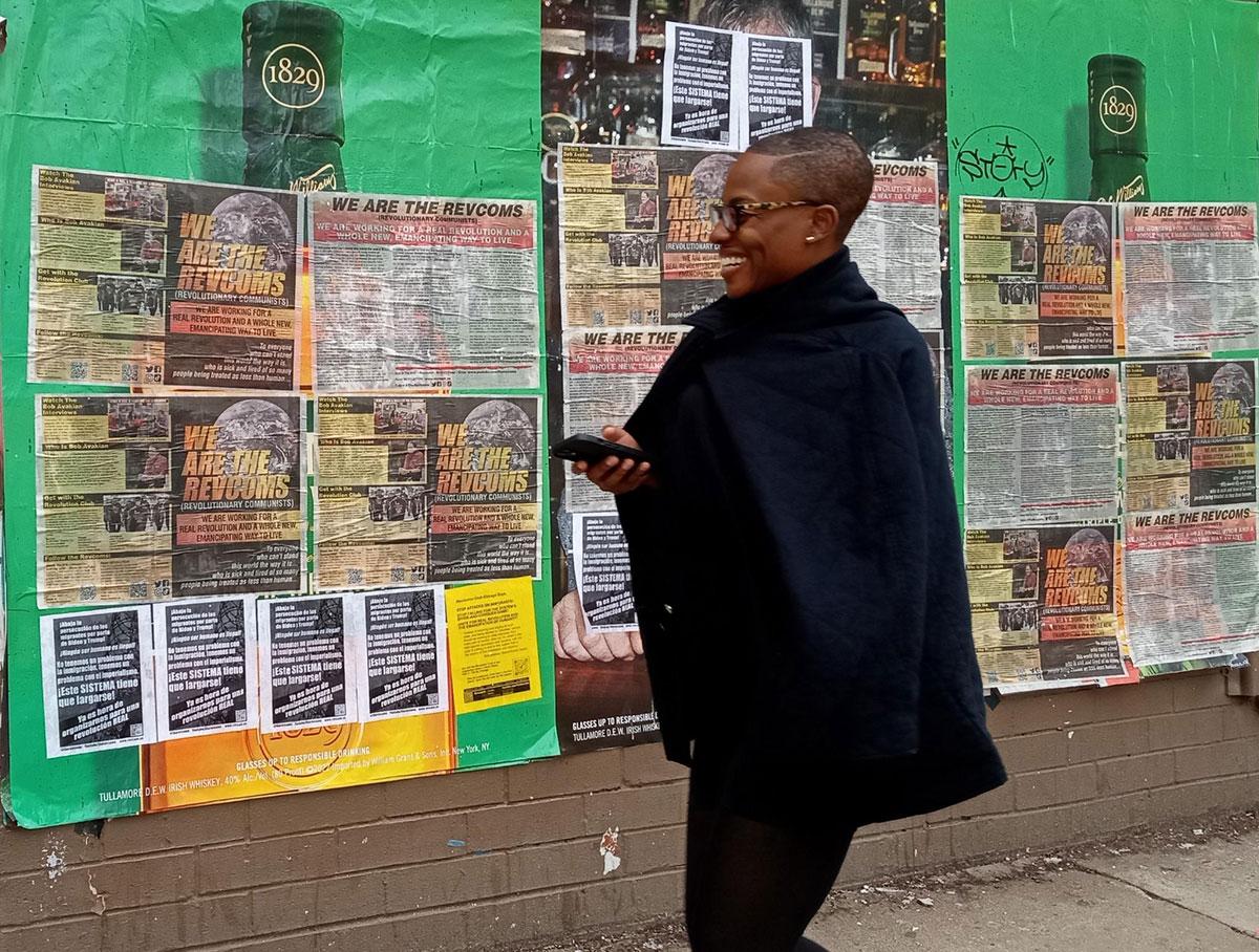 Posting the We Are the Revcoms proclamation in Chicago.