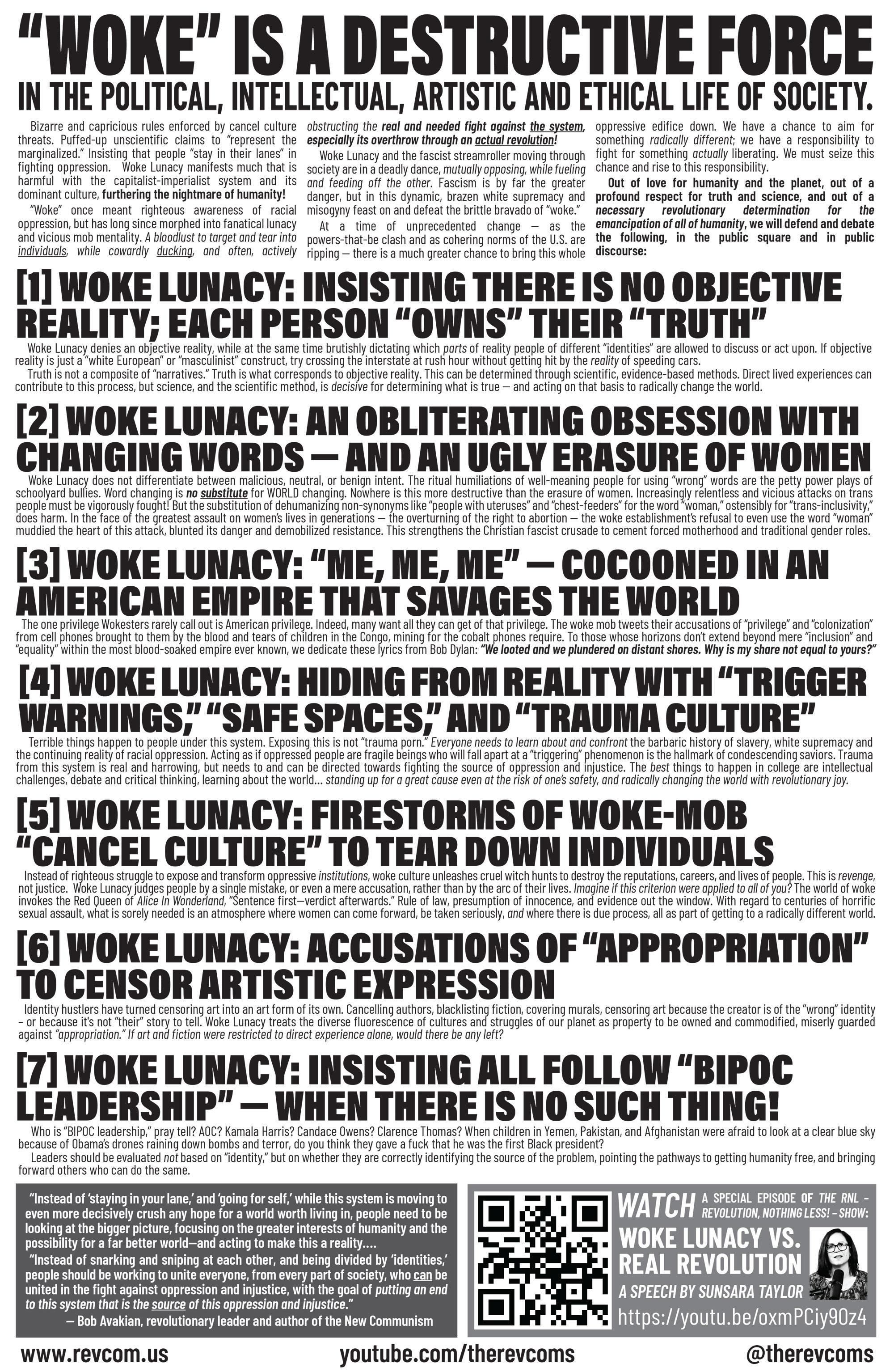 "Woke" is a Destructive Force - tabloid poster/national post-UCLA