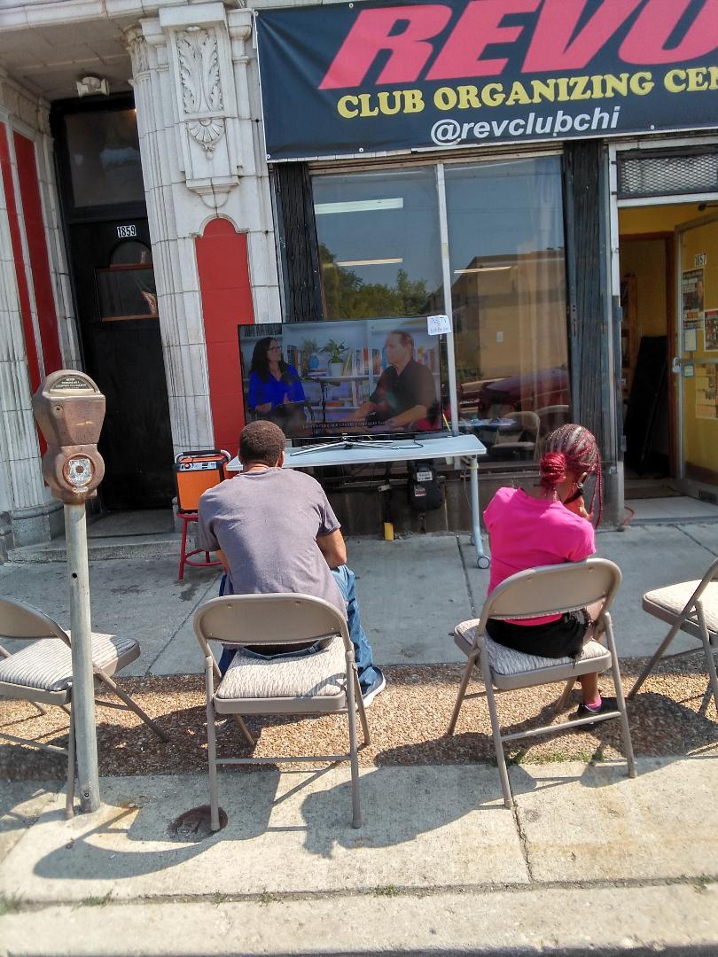 Watching Bob Avakian Interview outside the Chicago Organizing Center