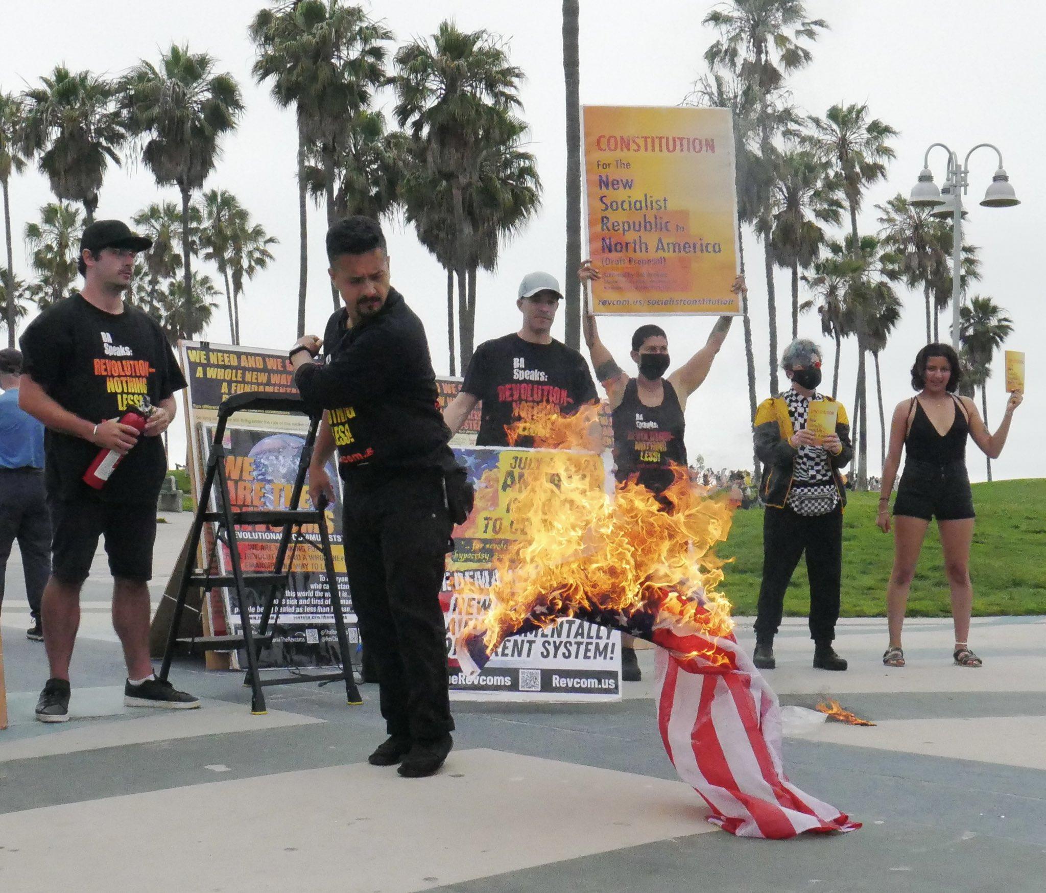   revcoms burn flag venice beach