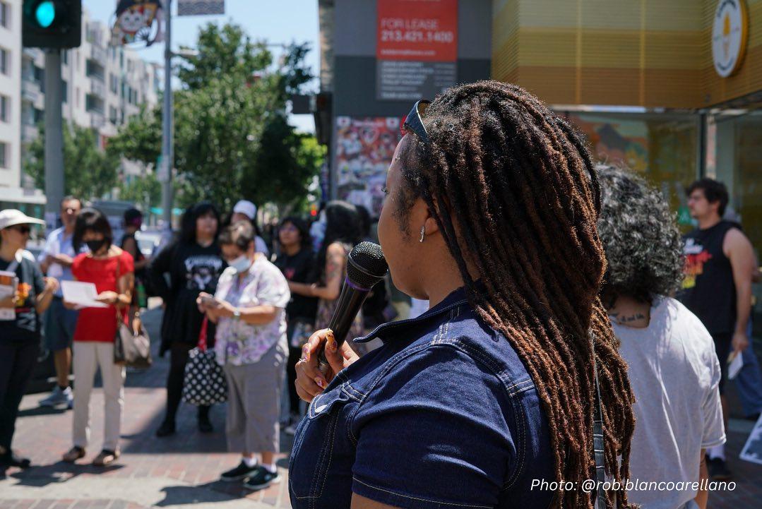 Mini rally on Hiroshima Day in Los Angeles, August 6, 2023.