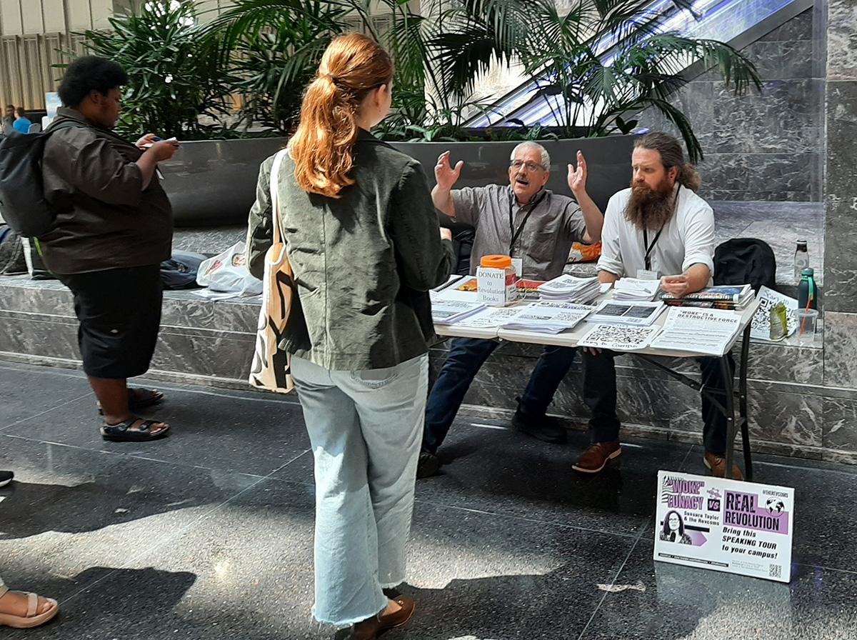 Ray Lotta and RevComs table at American Sociological Association convention in Philadelphia.