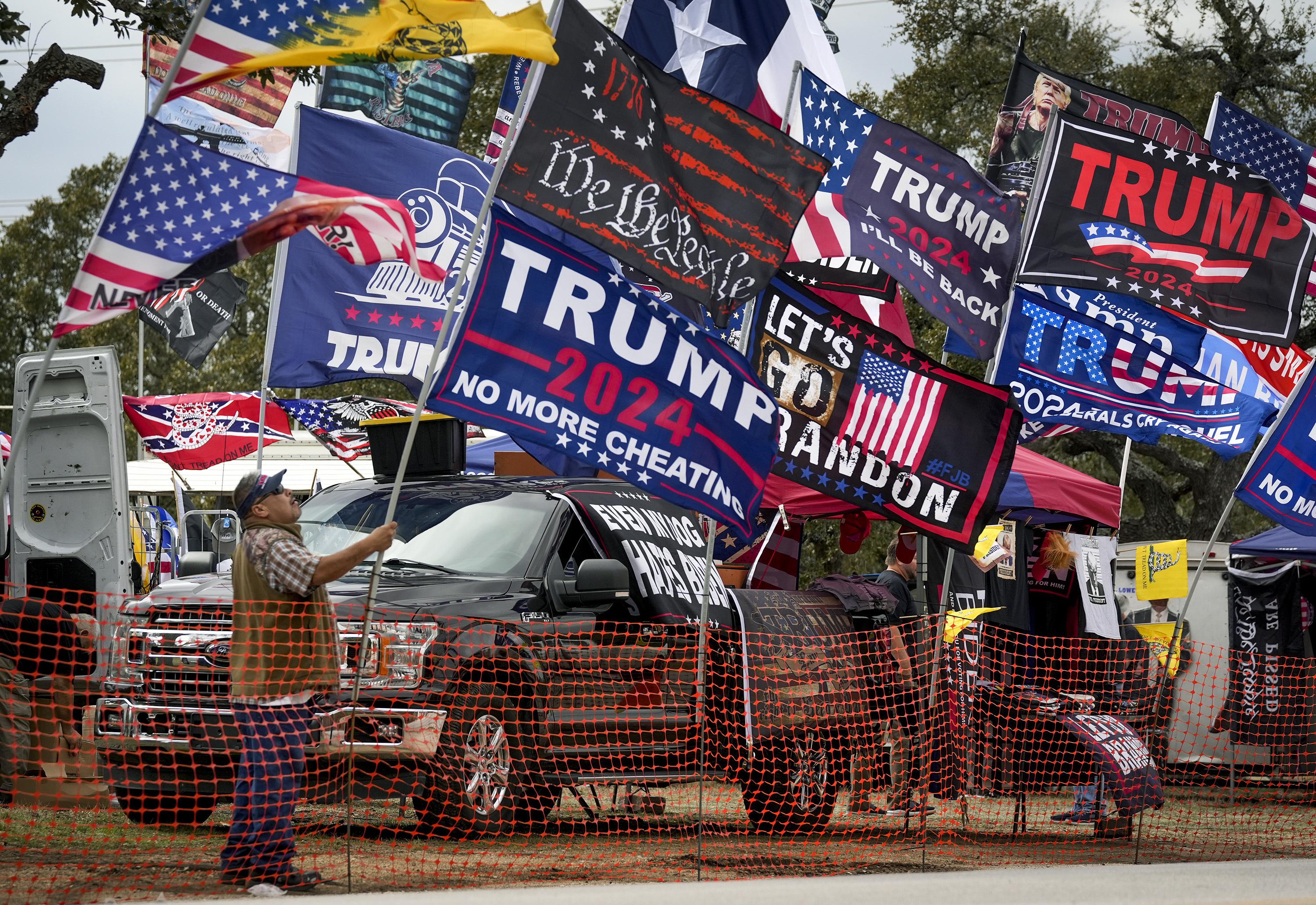 20240201 Flags for sale at Take Back Border Convoy, Dripping Springs, TX